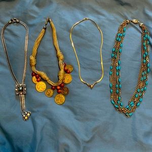 Lot of four vintage necklaces - 3 signed